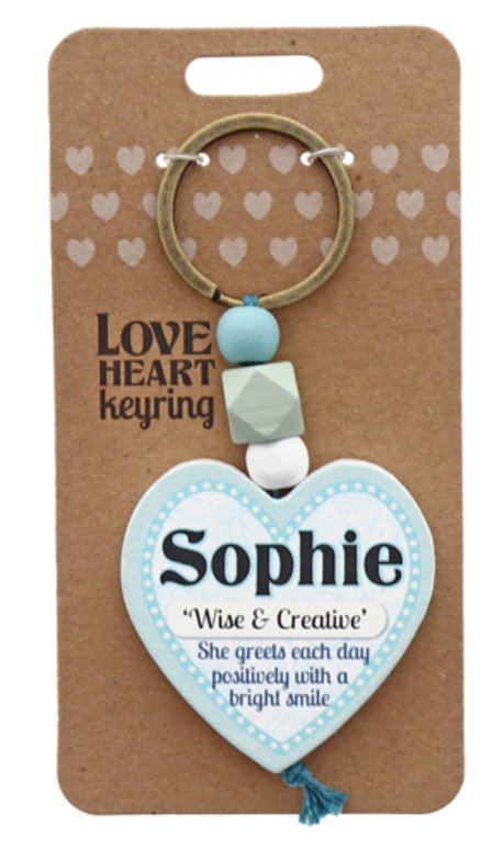 Sophie Heart Wooden Keyring