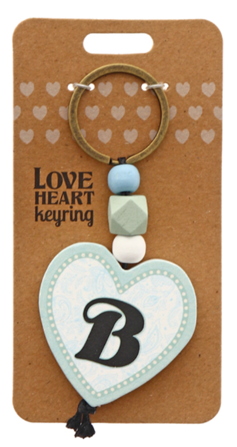B Heart Wooden Keyring