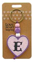 E Heart Wooden Keyrings