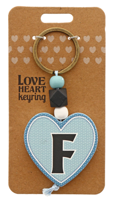 F Heart Wooden Keyring