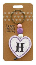 H Heart Wooden Keyring