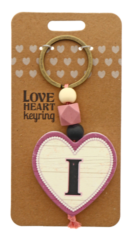 I Heart Wooden Keyring