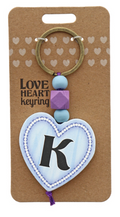 K Heart Wooden Keyring