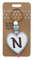 N Heart Wooden Keyring
