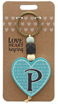 P Heart Wooden Keyring