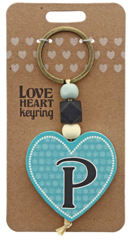 P Heart Wooden Keyring
