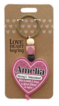 Amelia Heart Wooden Keyring