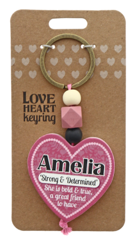 Amelia Heart Wooden Keyring
