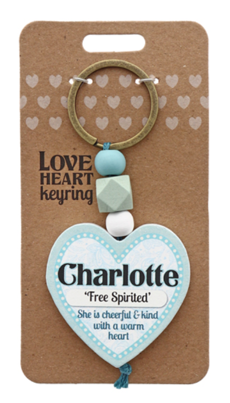 Charlotte Heart Wooden Keyring