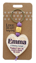 Emma Heart Wooden Keyring