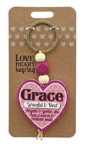 Grace Heart Wooden Keyring