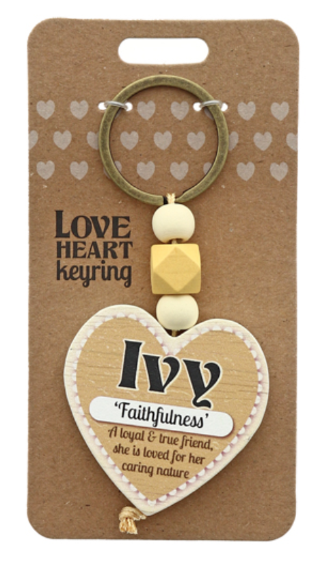 Ivy Heart Wooden Keyring