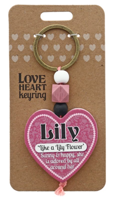 Lily Heart Wooden Keyring