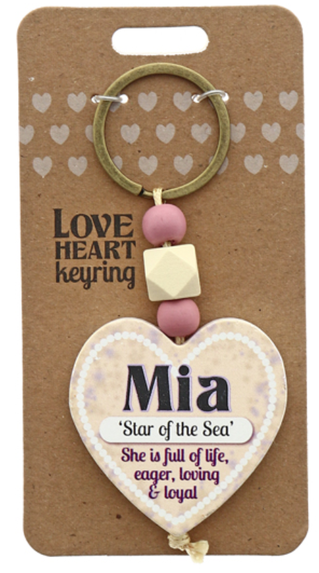 Mia Heart Wooden Keyring