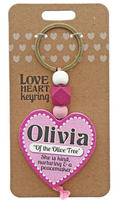 Olivia Heart Wooden Keyring