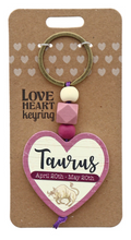 Taurus Heart Wooden Keyring