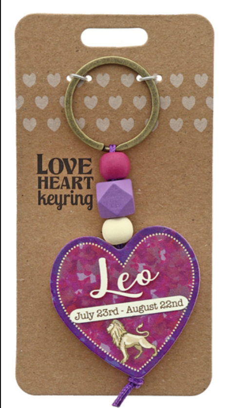 Leo Heart Wooden Keyring