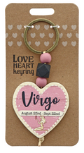 Virgo Heart Wooden Keyring