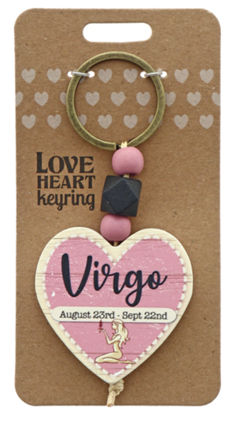 Virgo Heart Wooden Keyring