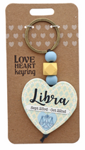 Libra Heart Wooden Keyring