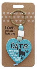 Cats Heart Wooden Keyring