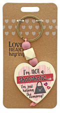 Shopaholic Heart Wooden Keyring