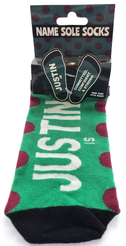 Justin Name Sole Socks