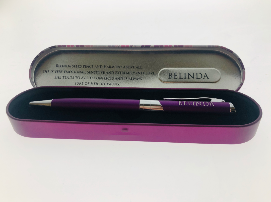 Belinda Named Pen in Metal Tin
