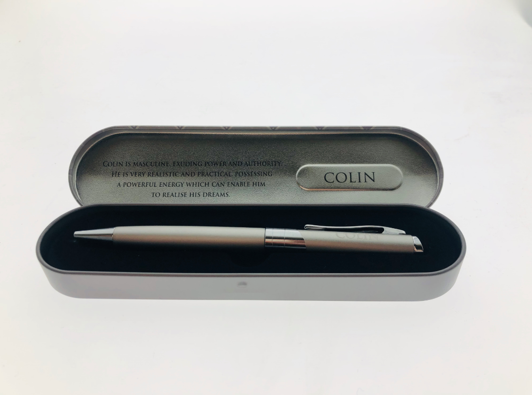 Colin Named Pen in Metal Tin