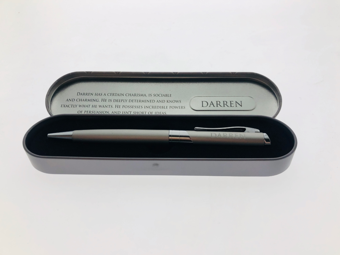 Darren Named Pen in Metal Tin